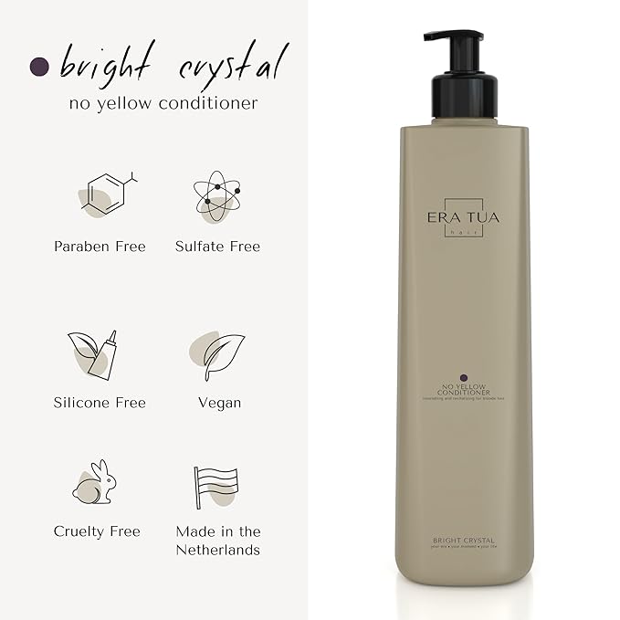 No Yellow Toning Conditioner for Blonde Hair, Silver, Bright Crystal and Purple | blonde shampoo Brass Moisturizing Formula | Dutch Made | Green Tea, Jasmine & Rose Scent | 750 ml