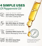KUKKA Peppermint Essential Oils - 4 Fl Oz - for Hair, Skin, Diffuser, Aromatherapy & DIY Soap Making Scent