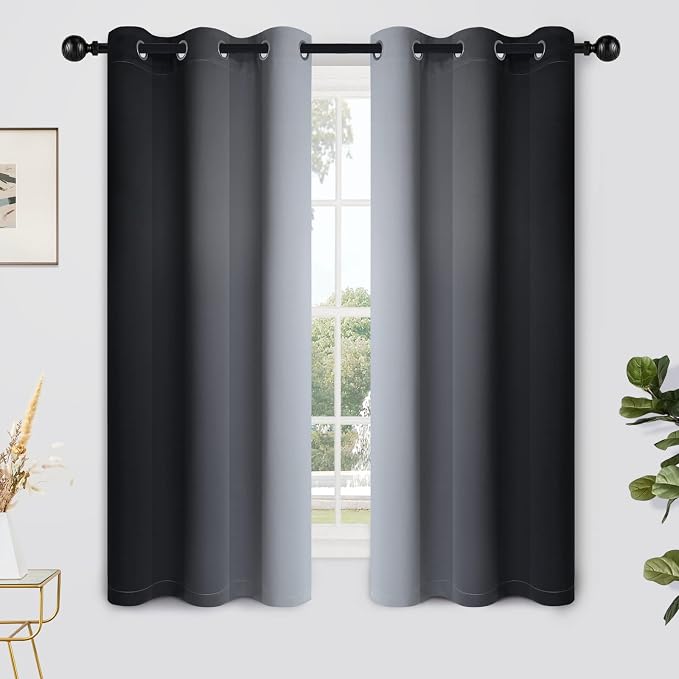 Yakamok Ombre Curtains Black and Greyish White by Yakamok