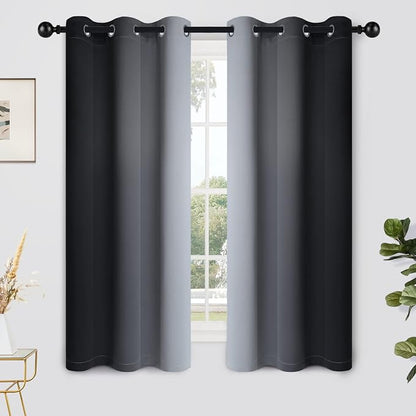 Yakamok Ombre Curtains Black and Greyish White by Yakamok