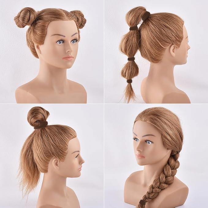 100PCS Various Sizes Brown Hair Ties for Women, Elastics Hair Ties No Damage Ponytail Holder for Thick/Thin Hair Accessories, Soft Cotton Cloth Seamless Hair Bands