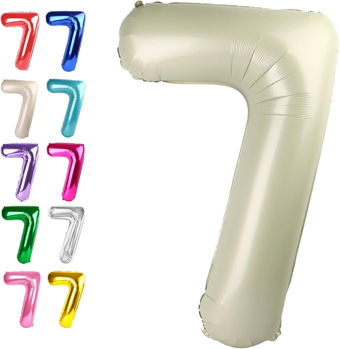 Cream White Number 7 Balloon 40 inch, Birthday Party Balloons Decorations | by Upgesy