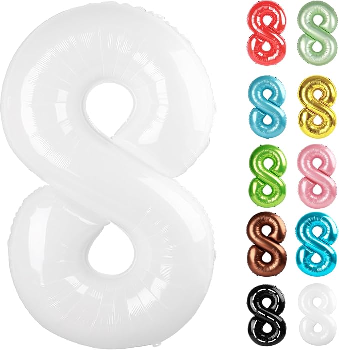 White Number 8 Balloon 40 Inch by IWERP