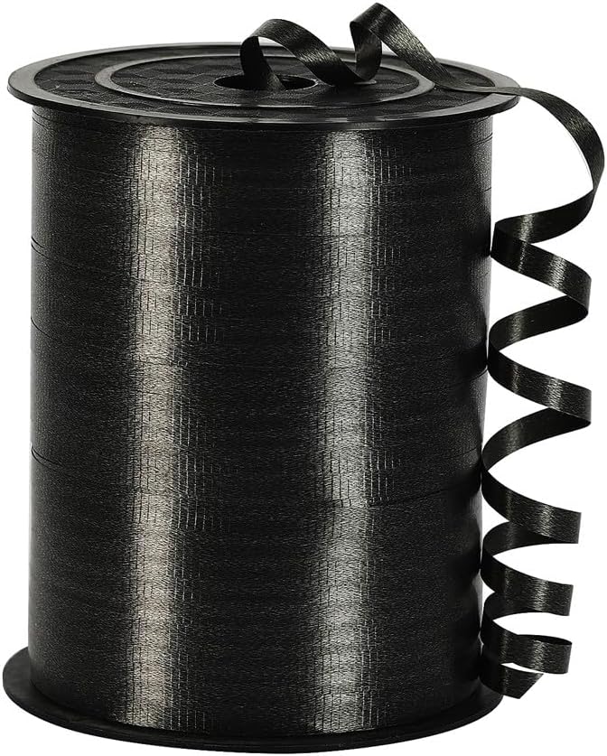 Black Curling Ribbon, 3/16 inch x 500 Yard Crimped Black Curling Ribbon by PendantofLuck