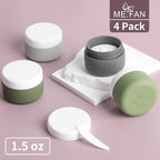 ME.FAN Travel Containers for Toiletries, TSA Approved 1.5 oz Silicone Cream Jars, Leak-proof Journey Containers, Trip Accessories with Lid for Cosmetic Face Hand 4 Pack White Lid - Desert Sage
