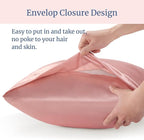 BEDELITE Satin Pillowcase for Hair and Skin, Super Soft and Cooling Similar to Silk Pillow Cases 2 Pack with Envelope Closure, Gift for Women Men(20"x26" Standard Size, Rose Pink)