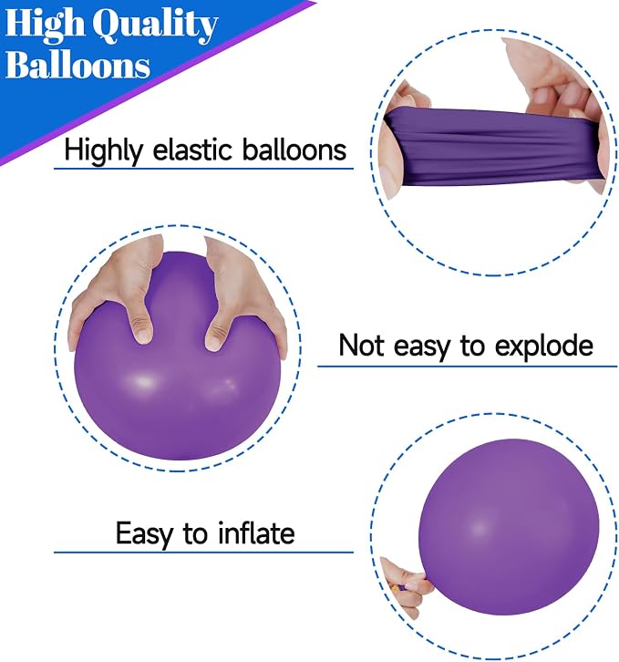 68Pcs Purple and Blue Party Balloons Kit 12 Inch Pearl Light Blue Metallic - Image 3