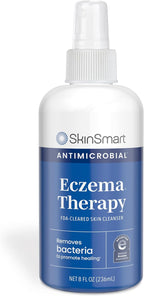 SkinSmart Antimicrobial Eczema Therapy with Hypochlorous Acid, Safely Removes Bacteria so Skin Can Heal, for Adults, Kids and Seniors, 8 Ounce Clear Spray