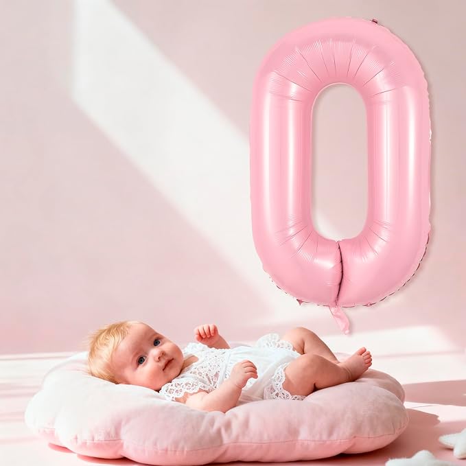40 Inch Pink Number 0 Balloon Suitable - Image 3