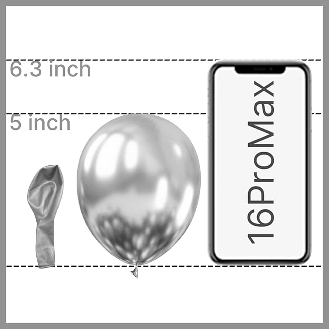 PartyWoo Metallic Silver Balloons 100pcs Chrome Silver Color | - Image 2