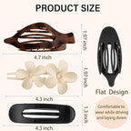 8 PCS Flat Hair Clips, 3 Styles Large Flat Claw Clips for Women, French Strong Hold Non-slip Duckbill Hair Claws for Thin Thick Hair (Tortoise)