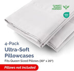 Queen Pillow Cases - 4 Pack - Super Soft Pillowcase Covers - Envelope Enclosure - Hotel Quality Pillow Protectors - Wrinkle Free, Shrink & Stain Resistant - Machine Washable - 20" x 30" (French Grey)