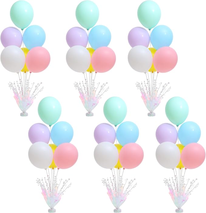 6 Set Pastel Birthday Decorations Rainbow Party Table Balloons Centerpiece by Suppromo