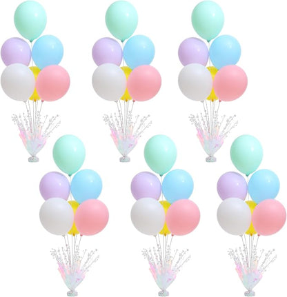 6 Set Pastel Birthday Decorations Rainbow Party Table Balloons Centerpiece by Suppromo