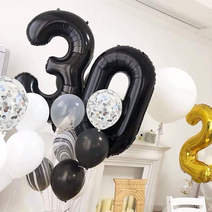 TONIFUL 40 Inch Black Number 3 Balloons Large Foil 3rd Birthday Decorations | - Image 4