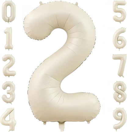 Cream Number 2 Balloons, 40 Inch 2 Balloons Giant Helium Foil Mylar Beige 2 by BBPOOL