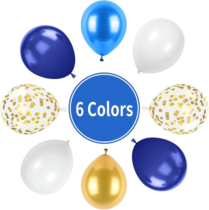 Navy Blue and Gold Balloons, Metallic Golden and Blue Balloon Navy and White - Image 6