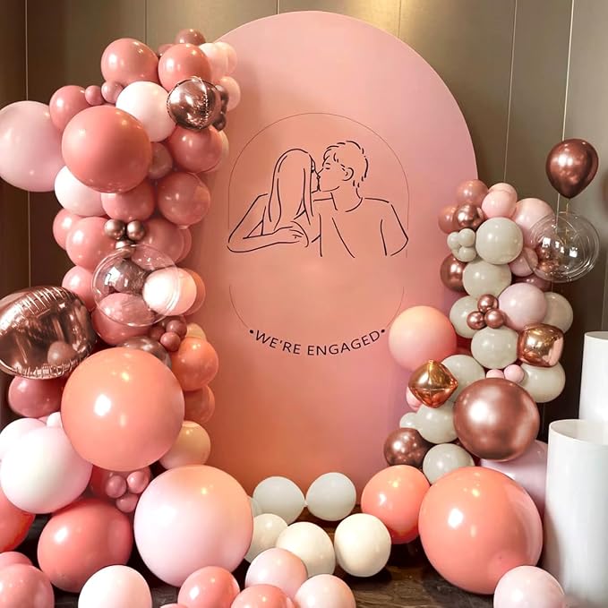 Dusty Pink White Rose Gold Balloons Arch Kit - Image 6