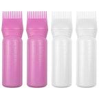 ELANE 4 Pack Root Comb Applicator Bottle,Oil Comb Applicator for Hair Dye Shampoos Hair Salons (2 pink + 2 white)