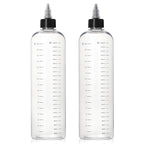 Segbeauty 16.9oz Hair Dye Bottles, Measured Twist-On Top Tip Cap Hair Color Squeeze Bottle with Ratio Graduated Scale, 2pcs 500ml Refillable Empty Hair Color Applicator Bottle Dyeing Tool Transparent