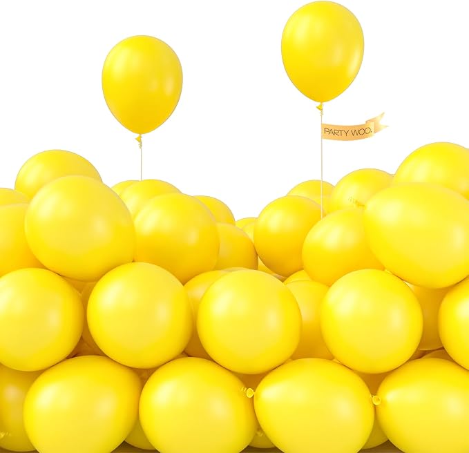 PartyWoo Yellow Balloons 100pcs Balloons Matte Yellow Latex Helium 5 Inch | by PartyWoo