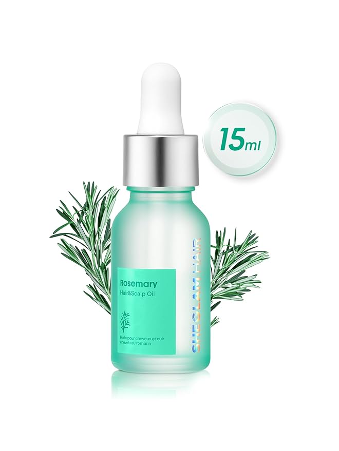 SHEGLAM Hair & Scalp Oil - 0.5 fl oz, Hydrating Serum, Macadamia & Grapeseed Oils, Soothes Dry Scalp, Balances Sebum, Adds Shine, For Sensitive Scalp & Dandruff (Rosemary)