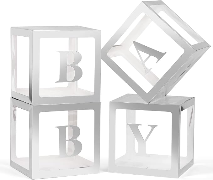 Voircoloria Baby Boxes with Letters, 4 Transparent Balloon Boxes | by Voircoloria