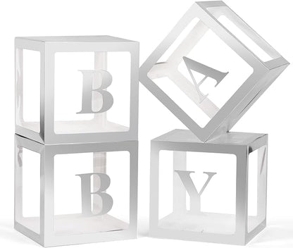 Voircoloria Baby Boxes with Letters, 4 Transparent Balloon Boxes | by Voircoloria