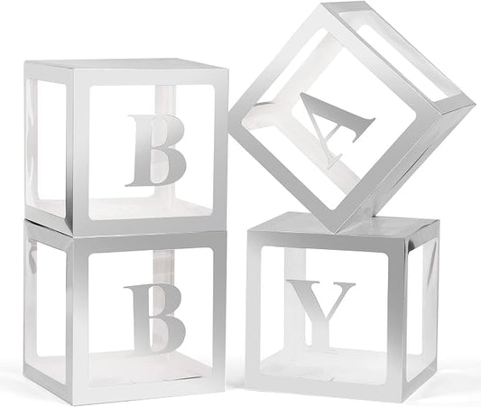 Voircoloria Baby Boxes with Letters, 4 Transparent Balloon Boxes | by Voircoloria