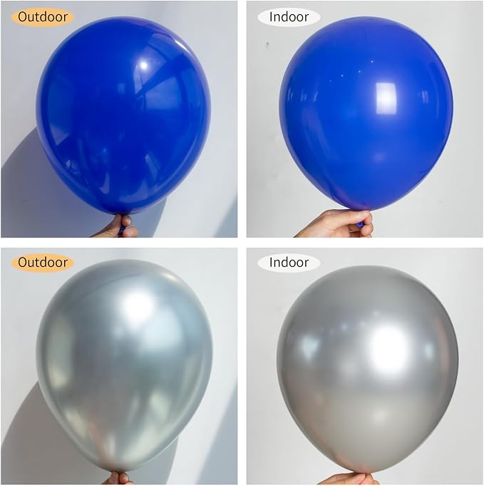 130pcs 8 12 10 5 Inch Royal Blue and Silver Latex Balloons Garland Arch Kit | - Image 3