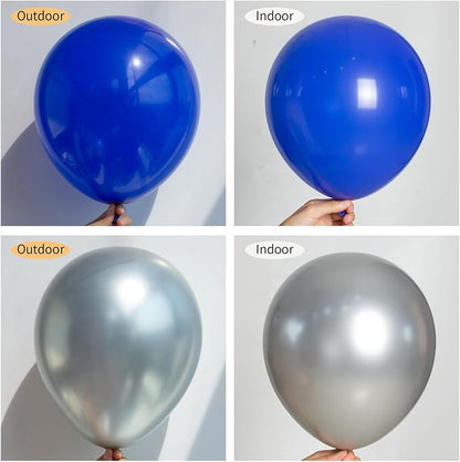 130pcs 8 12 10 5 Inch Royal Blue and Silver Latex Balloons Garland Arch Kit | - Image 3