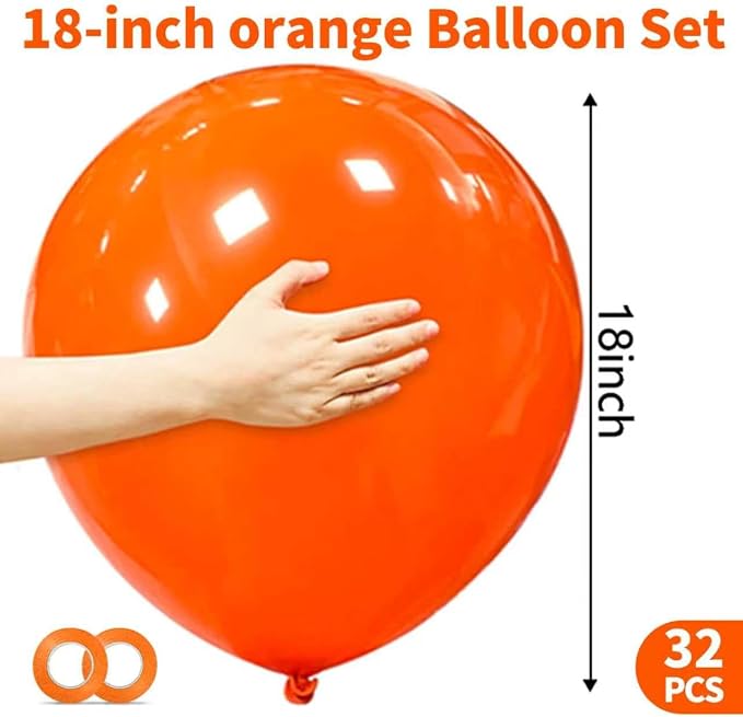 32Pcs Orange Big Balloons 18 Inch, Round Large Latex Party Balloons - Image 3