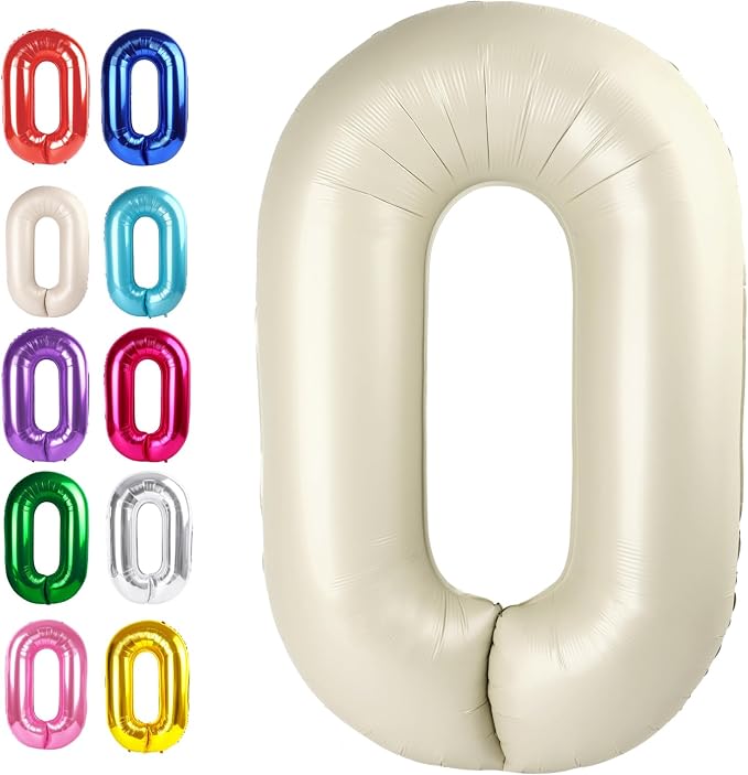 Cream White Number 0 Balloon 40 inch, Birthday Party Balloons Decorations | by Upgesy