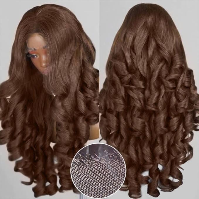 2x6 Skinlike Real HD Lace Closure Chocolate Brown Human Hair Wig 0.095mm Ultra-thin HD Lace 15A Brazilian Body Wave Virgin Human Hair Lace Closure Wigs For Black Women (30 Inch)