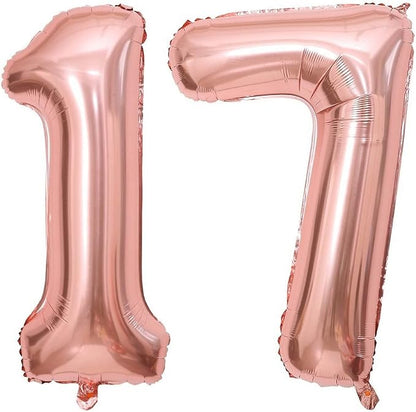 40 Inch Rose Gold 17 Number Balloons Giant 17 Balloons Rose Gold Birthday 17 by LHOAVWE