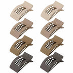 8 Pack French Flat Hair Clips for Women – Large Matte No-Slip Claw Barrettes for Thick & Thin Hair, Strong Hold Styling Accessories (Brown)