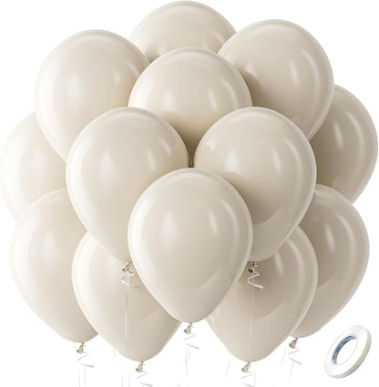 Bezente White Sand Latex Party Balloons 100 Pack 12 inch | Sand White Boho by Bezente