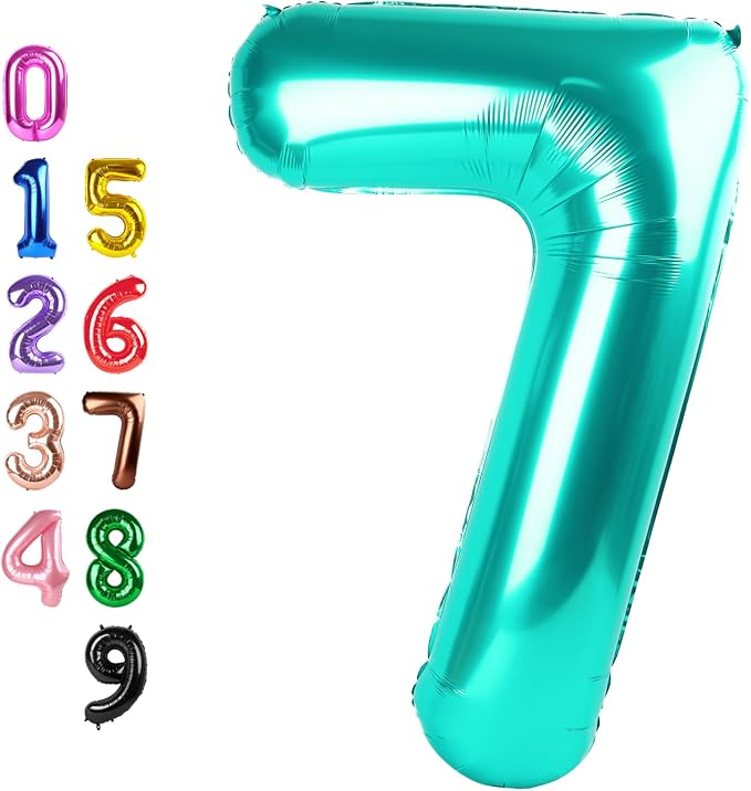 Number Balloons 7 Balloon Teal Blue by Enyeopd