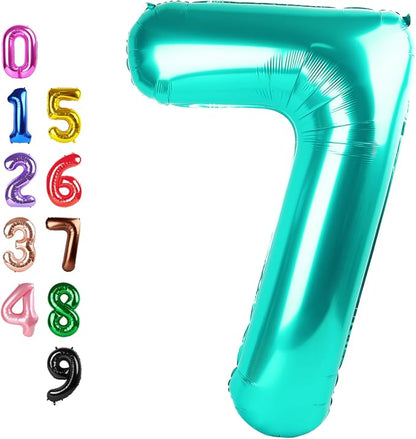 Number Balloons 7 Balloon Teal Blue by Enyeopd