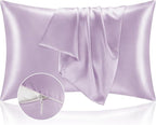 BEDELITE Satin Pillowcase with Zipper, Lavender King Size Pillow Cases Set of 2, Super Soft and Cooling Similar to Silk Pillow Cases, Gift for Women Men(20x36 Inches)
