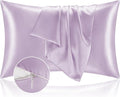 BEDELITE Satin Pillowcase with Zipper 2 Pack, Lavender Pillow Cases Standard Size, Super Soft and Cooling Similar to Silk Pillow Cases, Gift for Women Men(20x26 Inches)