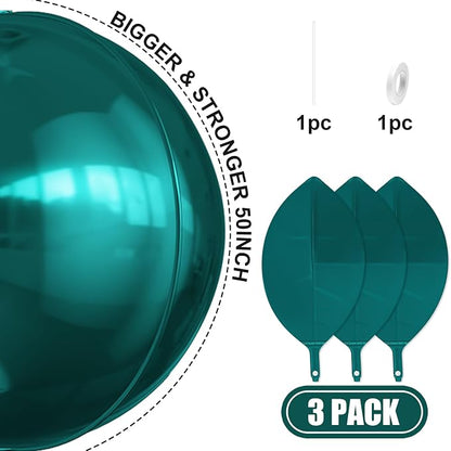 50 Inch Giant Dark Green Round Foil Balloons - Image 4