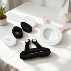 Snail Face Wash Headband Skincare & Wrist Bands for Washing Face Set Cute Spa Headband for Women and Wrist Faces Wash Bands for Shower, Facial Cleaning, Soft Coral Fleece Makeup Headbands,Black&White