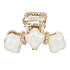 Pearl Hair Claw Clip for women Four-leaf Clover, Artificial zircon surround Double-sided grips Hair Barrette, SHE'S FREE STYLE JUST FOR YOU Sparkly Vintage Hairpin, Pearl Hair Clips for Wedding gift
