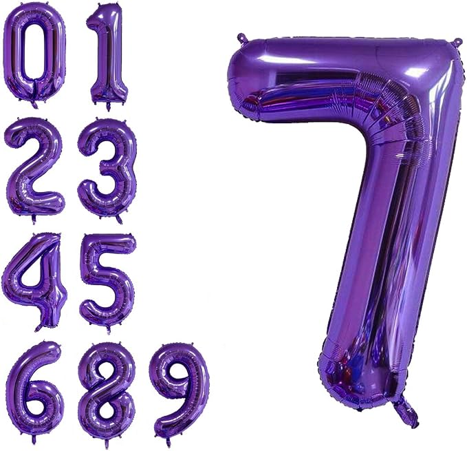 40 Inch Jumbo Purple Number 7 Balloon Giant Balloons Prom Balloons Helium Foil by RBWZQQY