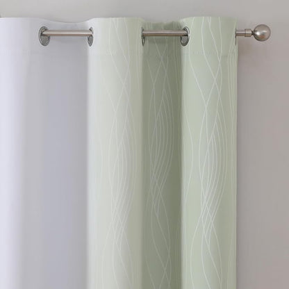 Sage and Greyish White Blackout Curtains & Drapes - Image 4