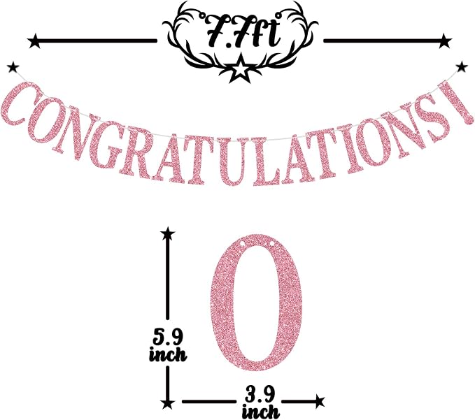Pink Glitter Congratulations Banner, Congrats Grad/Class of 2026/So Proud of You - Image 2
