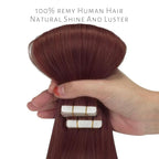 Lacer Tape in Hair Extensions Human Hair Wine Red 24 Inches 20pcs 50 Grams Per Pack Burgundy Straight Tape in Real Human Hair Extensions Hair Pieces
