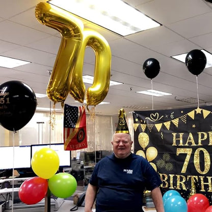 Gold Number 17 Mylar Foil Balloons, 40 Inch Giant Gold 17th Birthday Balloons - Image 3