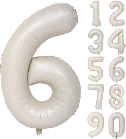 40 In Cream white Number 6 Balloons Helium Foil Mylar Balloon Digital 6 | by Exquisitehighqualitypartydecorationstomeetyoureveryneed%EF%BC%81